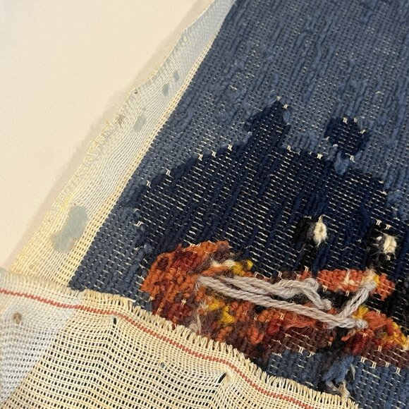 Vtg 1970s Completed Needlepoint Violin Instrument Sheet Music Wall Hanging Decor - Picture 13 of 16